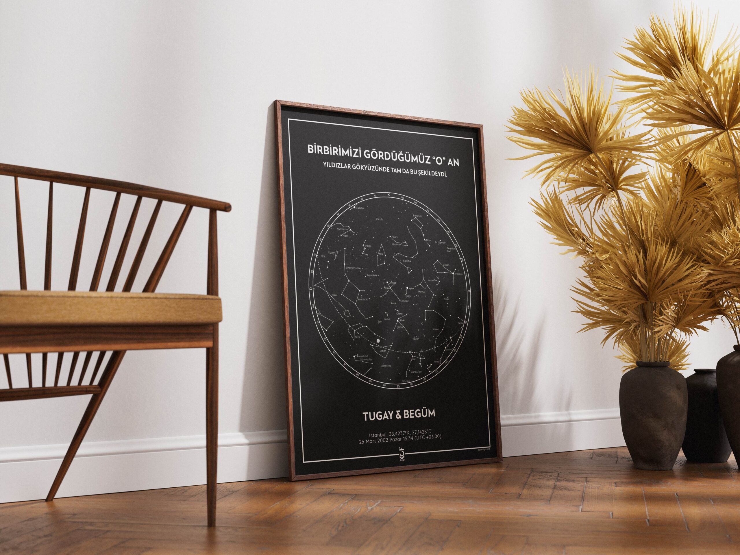 Klasik Siyah Kişiye Özel Gökyüzü Haritası - Görsel 3