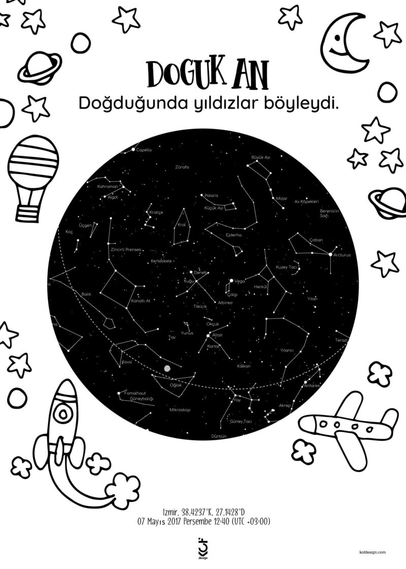 Çocuk - Kişiye Özel Gökyüzü Haritası