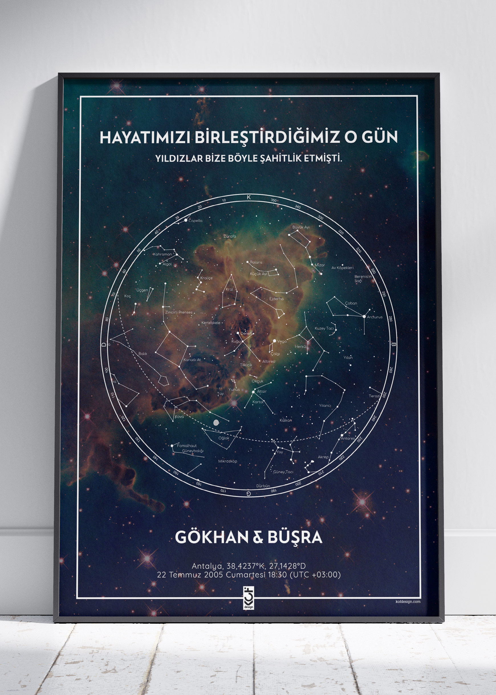 Karina Bulutsusu Kişiye Özel Gökyüzü Haritası