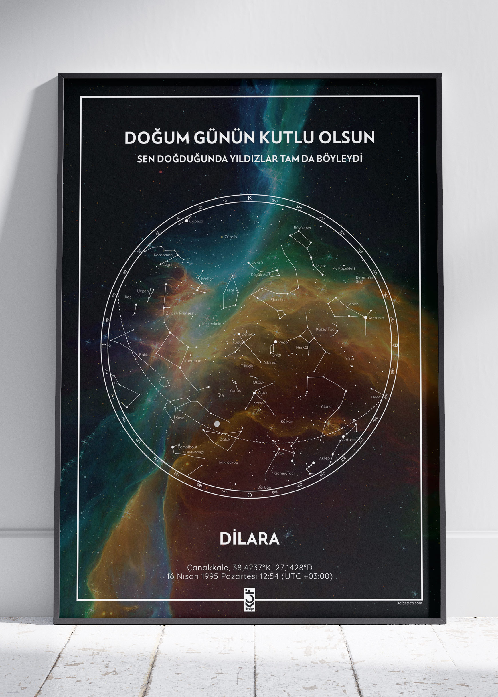 Orion Bulutsusu Kişiye Özel Gökyüzü Haritası